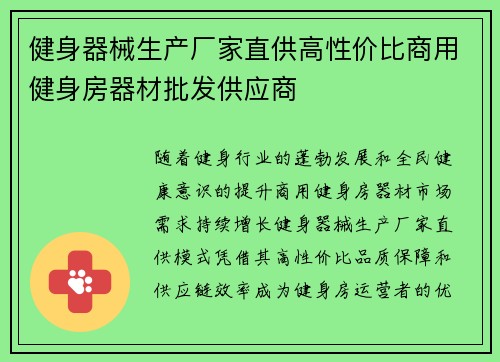 健身器械生产厂家直供高性价比商用健身房器材批发供应商